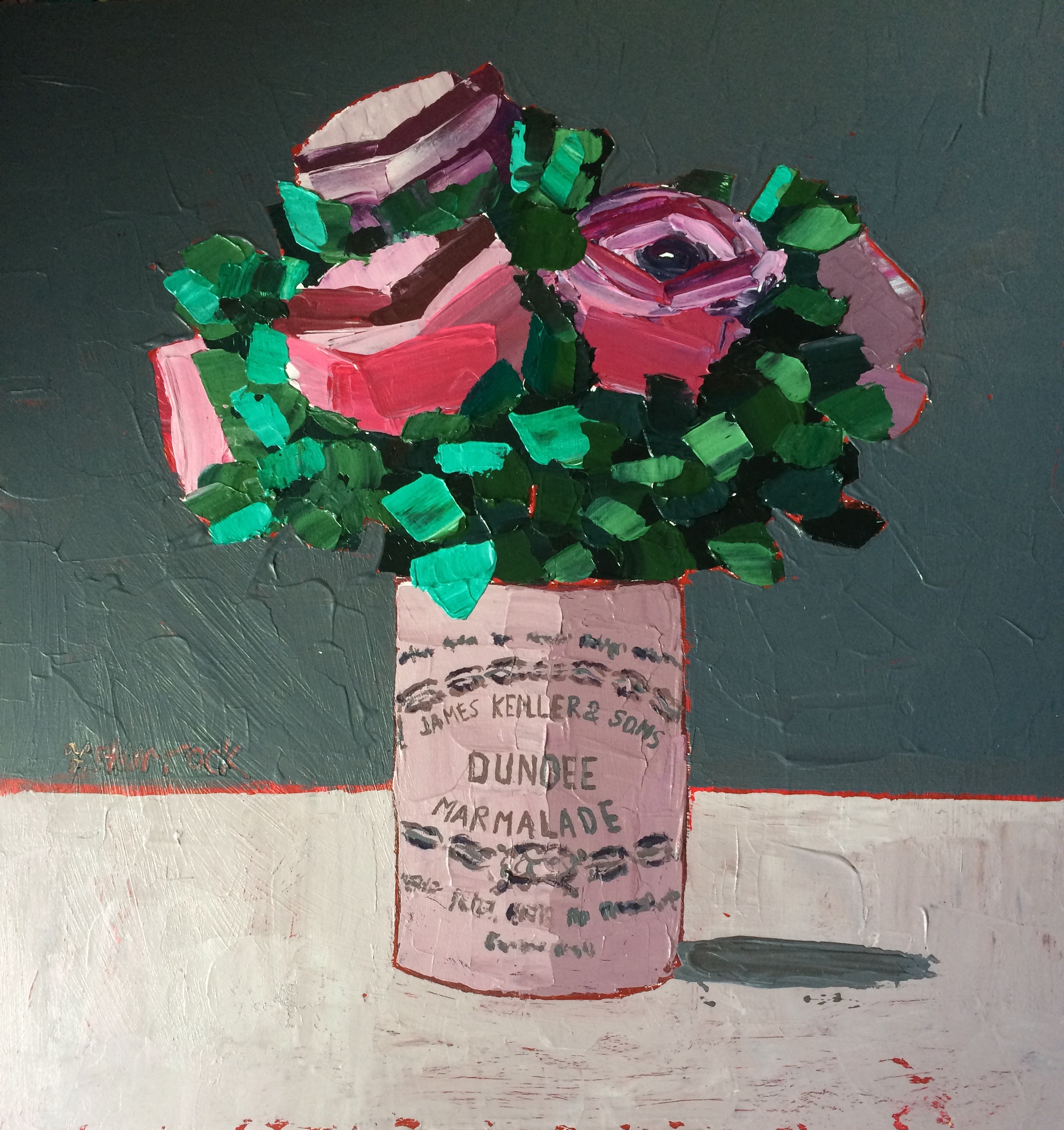 'Pink Roses in Marmalade Pot' by artist Fiona Sturrock